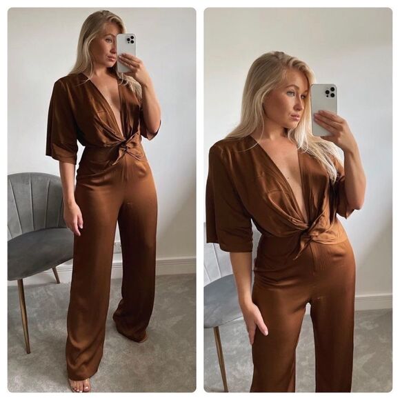 Zara Jumpsuit Wide Leg Knot Special Edition New - Picture 1 of 6